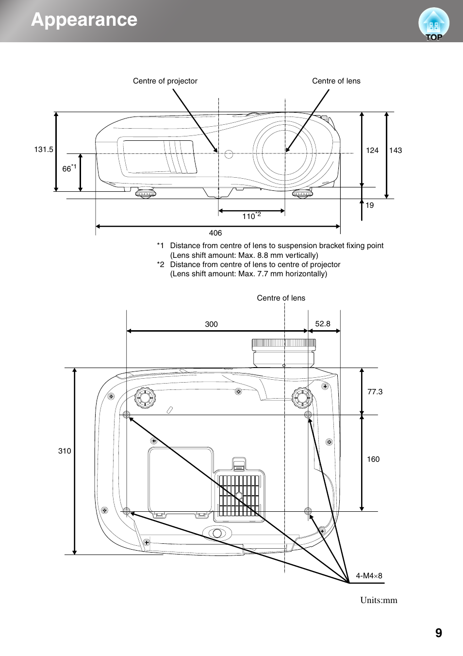 Appearance | Epson DREAMIO EMP-TW700 User Manual | Page 11 / 60