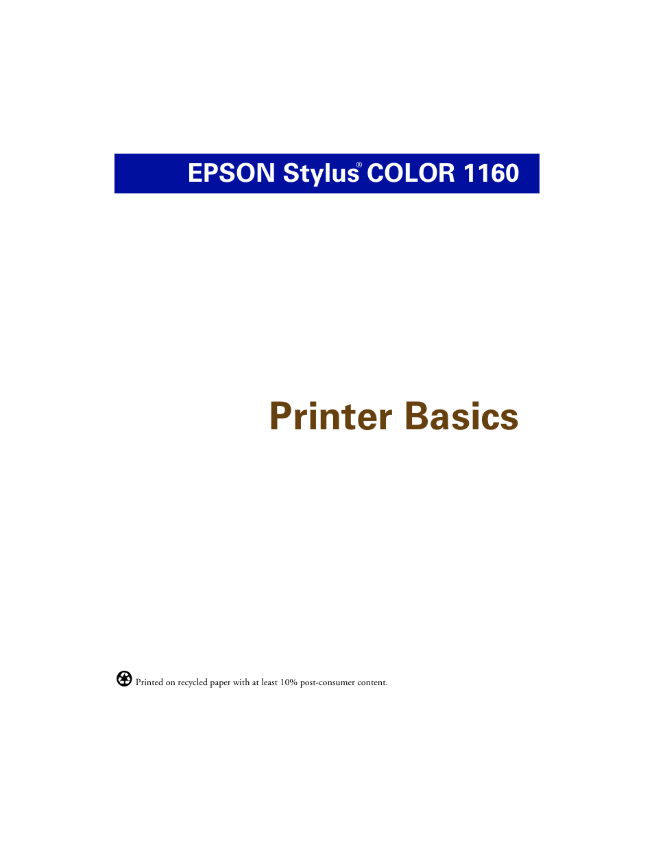 Epson 1160 User Manual | 73 pages