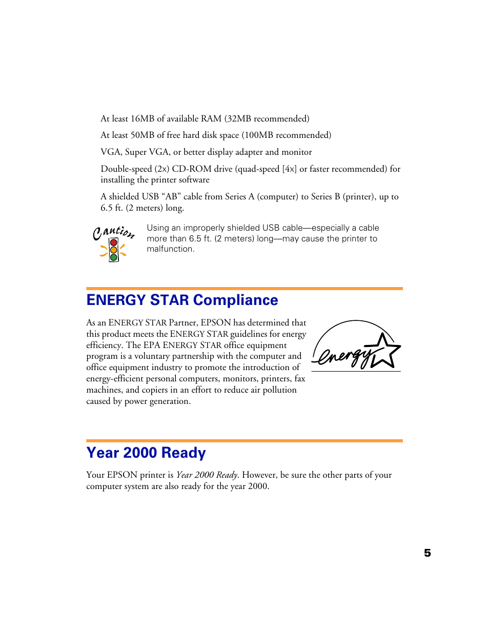 Energy star compliance, Year 2000 ready, Compliance | Nergy | Epson 1160 User Manual | Page 10 / 73