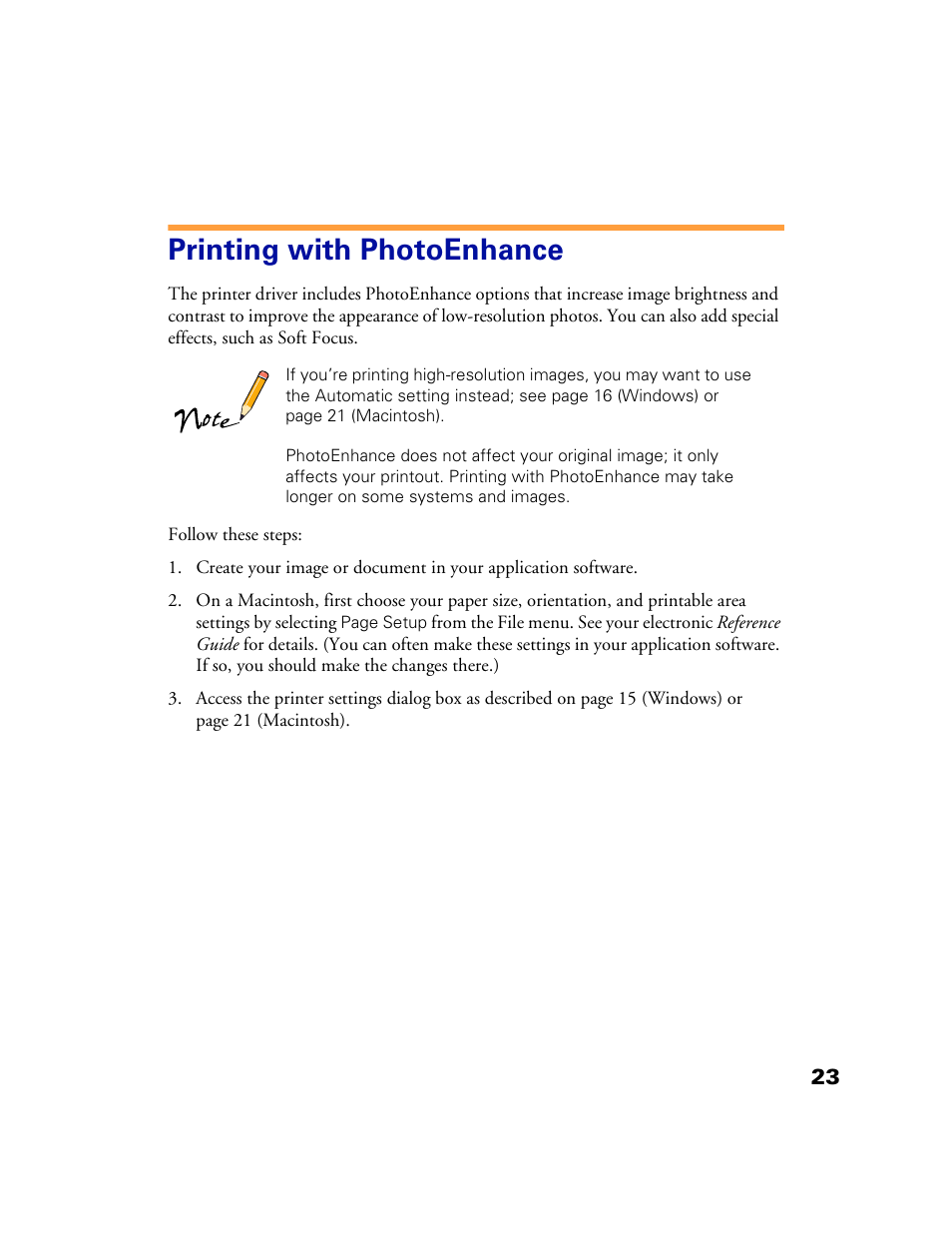 Printing with photoenhance | Epson 1160 User Manual | Page 28 / 73