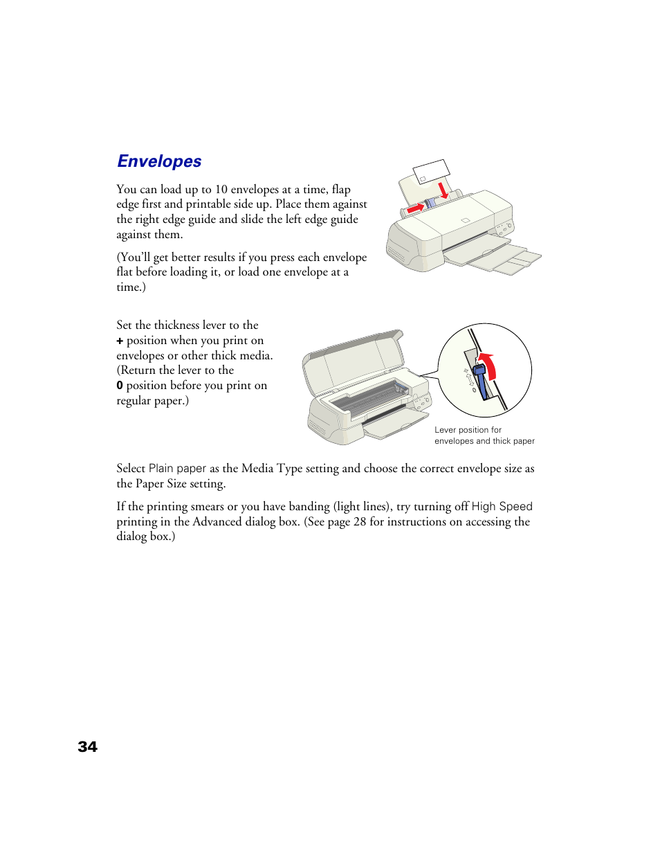 Envelopes | Epson 1160 User Manual | Page 39 / 73