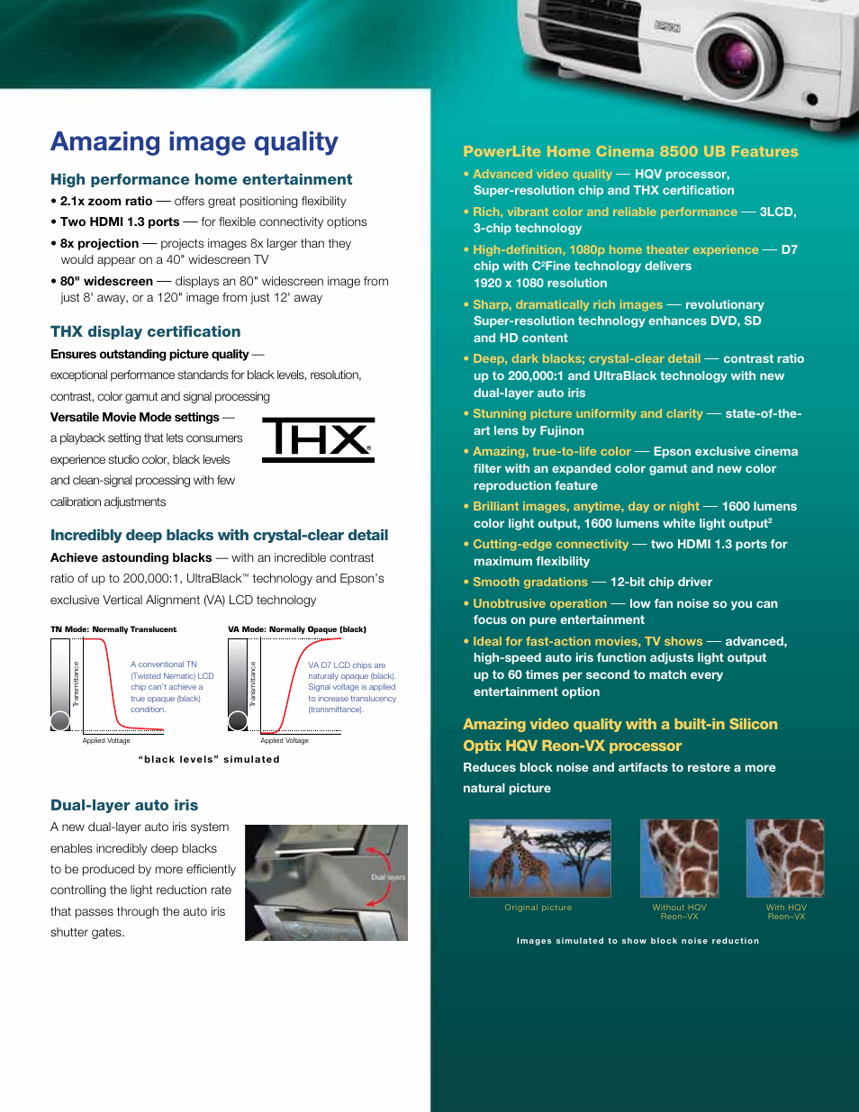 Amazing image quality | Epson 8500 UB User Manual | Page 3 / 4