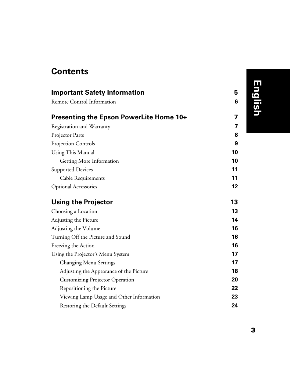 Epson POWERLITE HOME 10+ CPD-1790-4R2 User Manual | Page 3 / 44