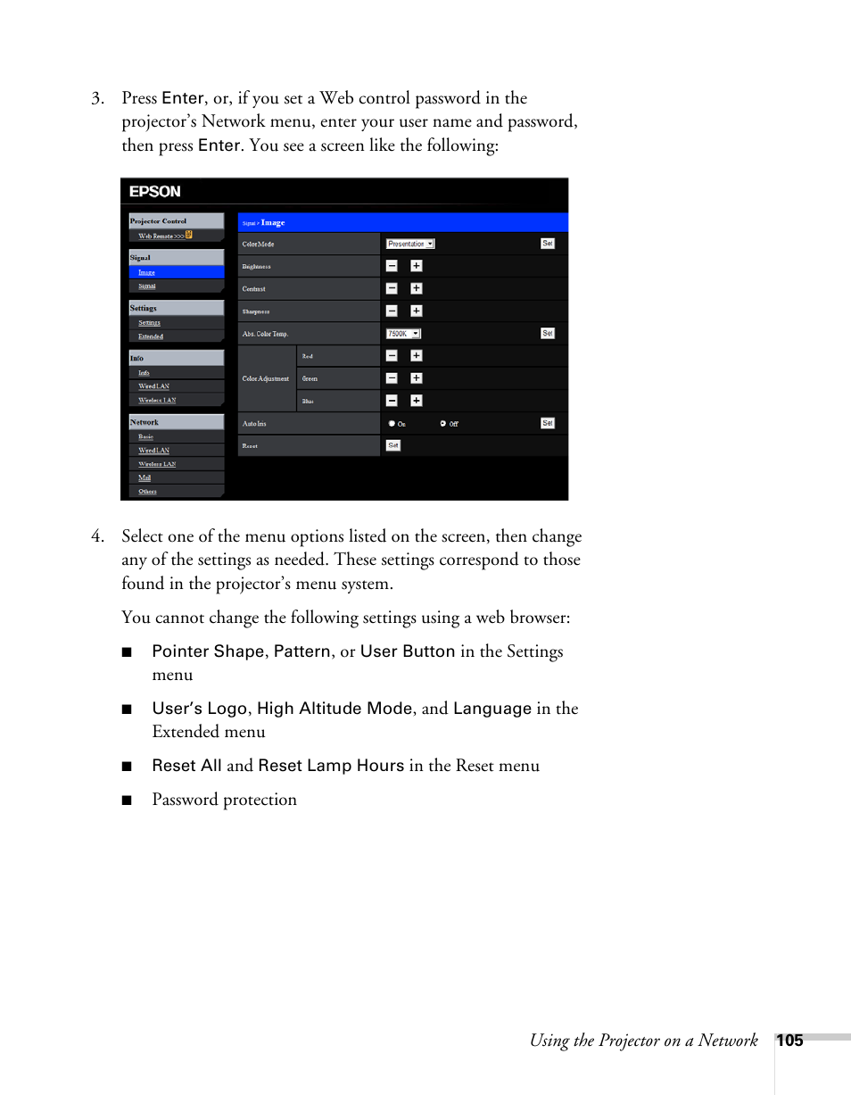 Epson BrightLink 450Wi User Manual | Page 105 / 186