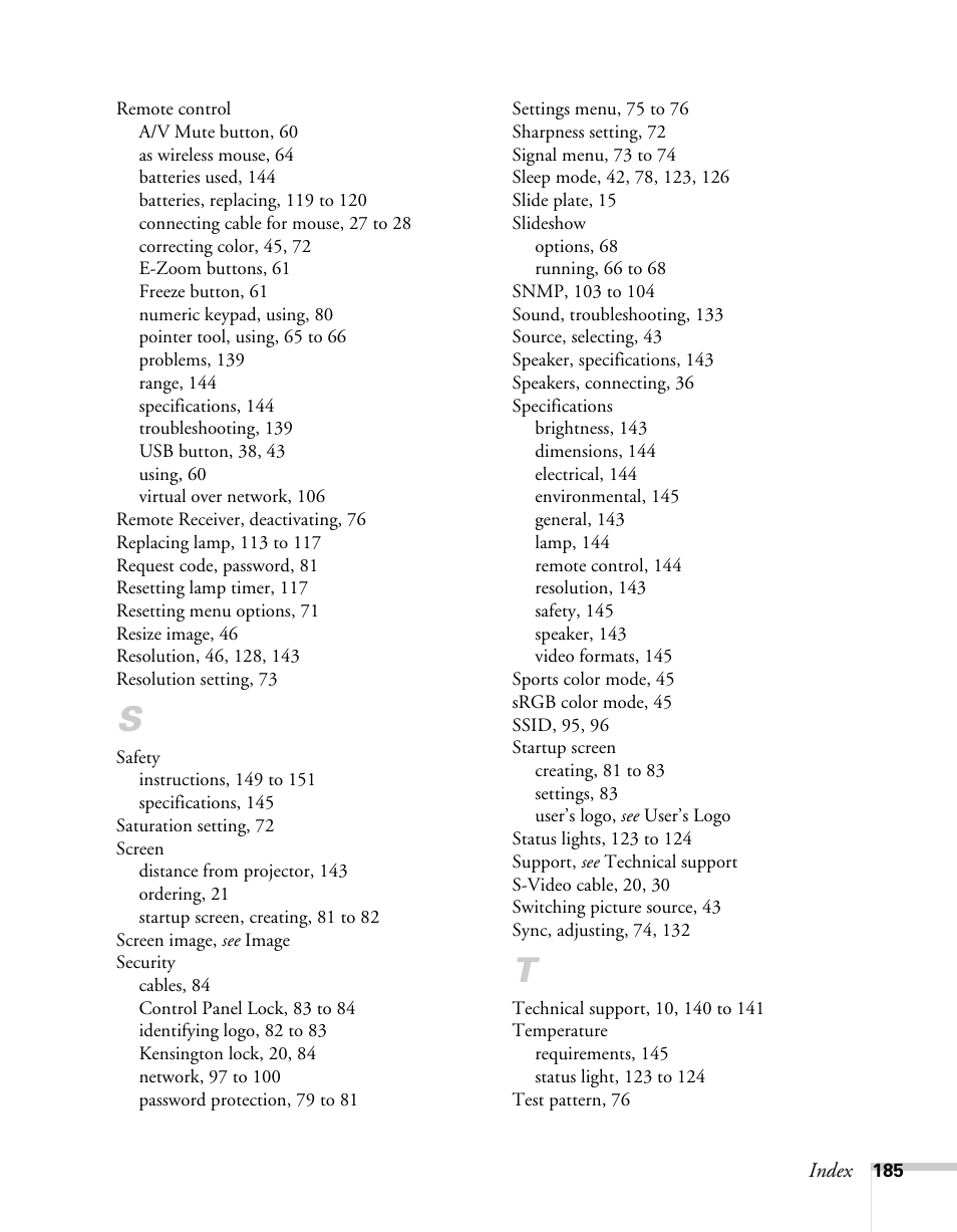 Epson BrightLink 450Wi User Manual | Page 185 / 186