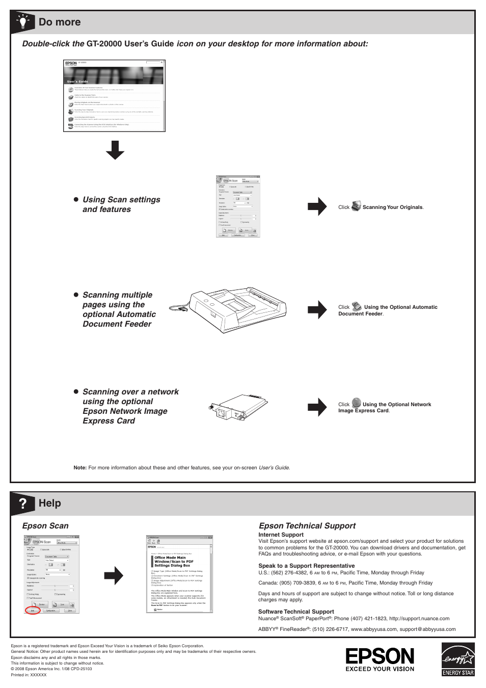 Do more, Help | Epson GT-20000 User Manual | Page 2 / 2