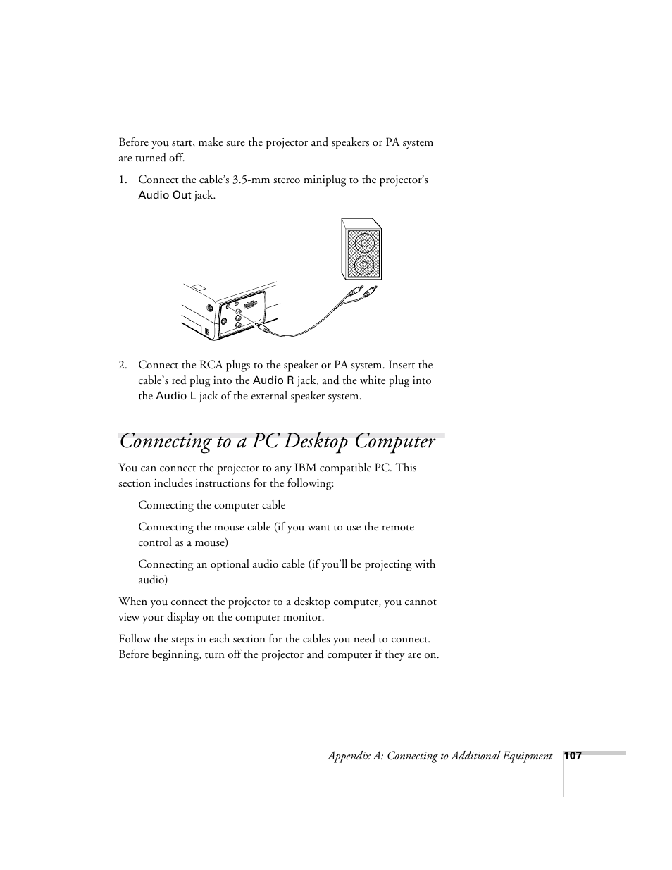 Connecting to a pc desktop computer | Epson 715c User Manual | Page 116 / 141