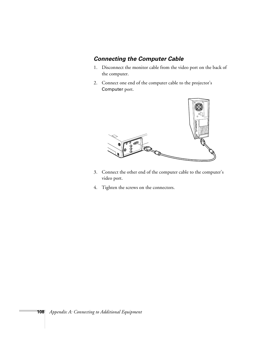 Connecting the computer cable | Epson 715c User Manual | Page 117 / 141