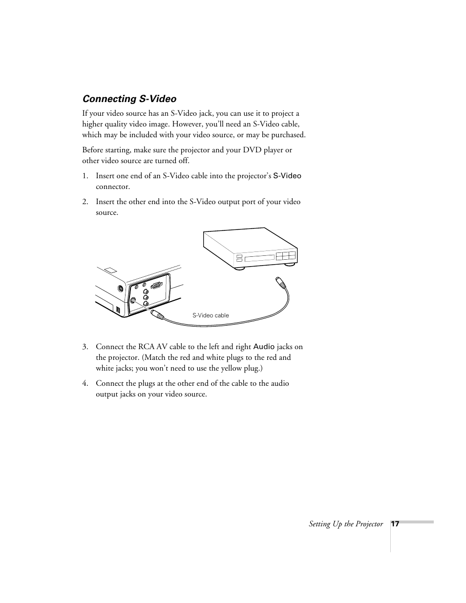 Connecting s-video | Epson 715c User Manual | Page 26 / 141