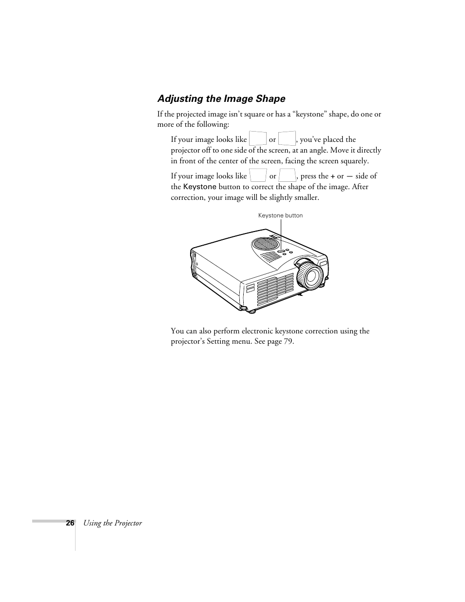 Adjusting the image shape | Epson 715c User Manual | Page 35 / 141