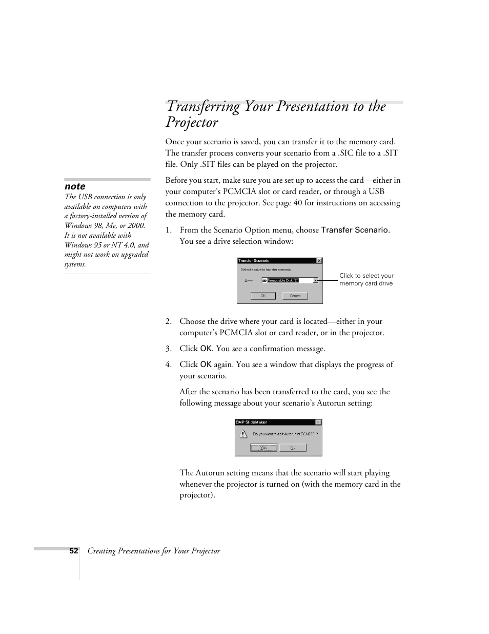 Transferring your presentation to the projector | Epson 715c User Manual | Page 61 / 141