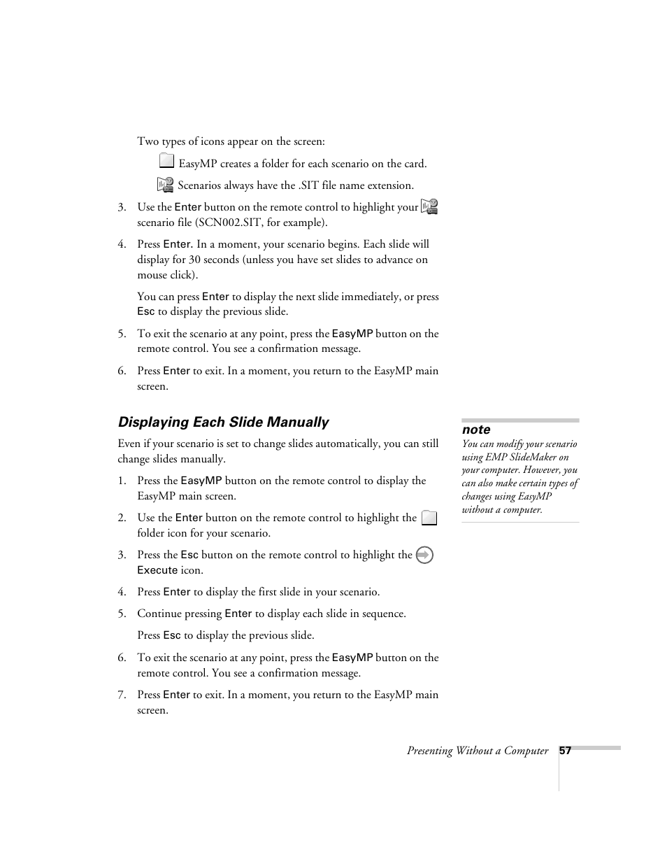Displaying each slide manually | Epson 715c User Manual | Page 66 / 141