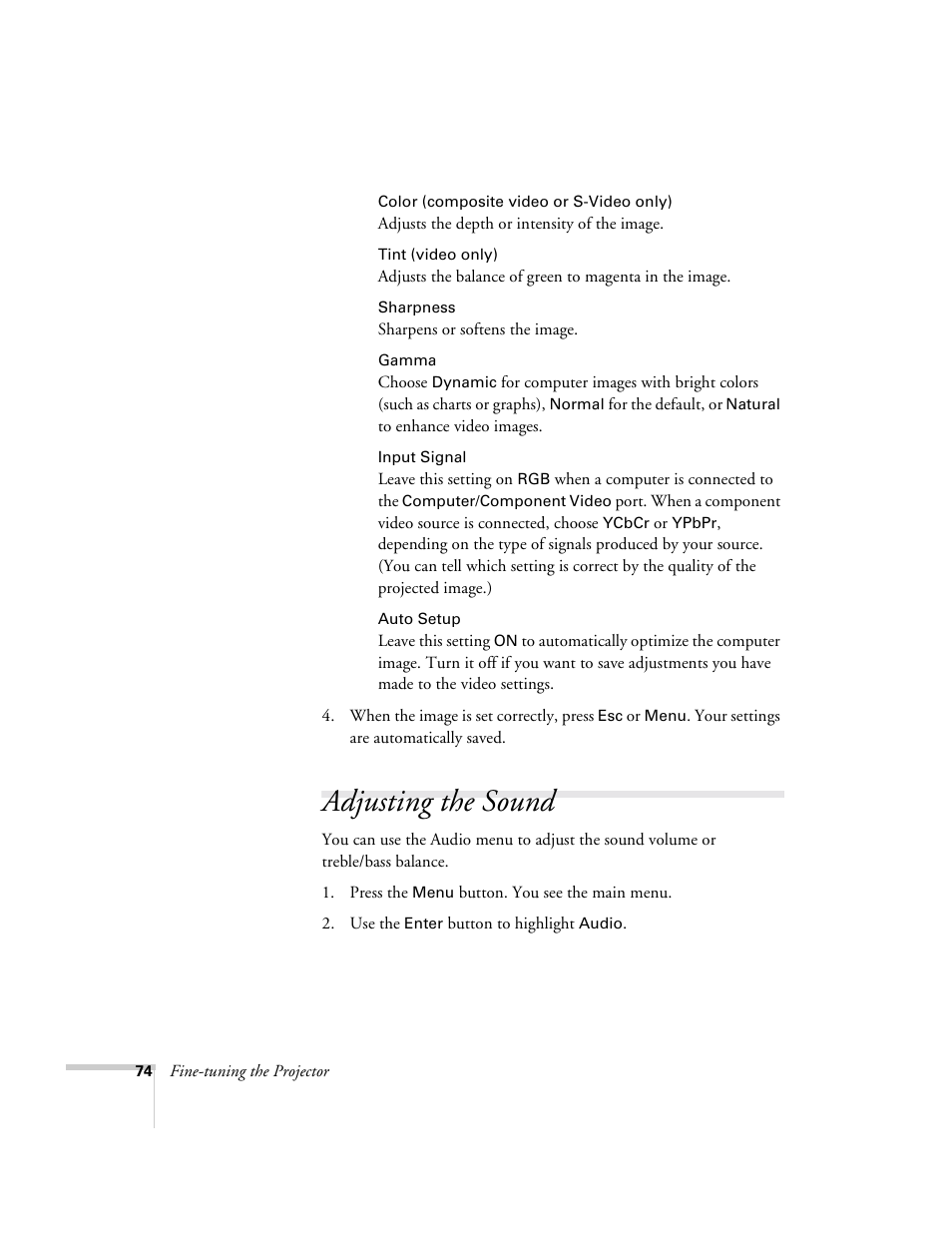 Adjusting the sound | Epson 715c User Manual | Page 83 / 141