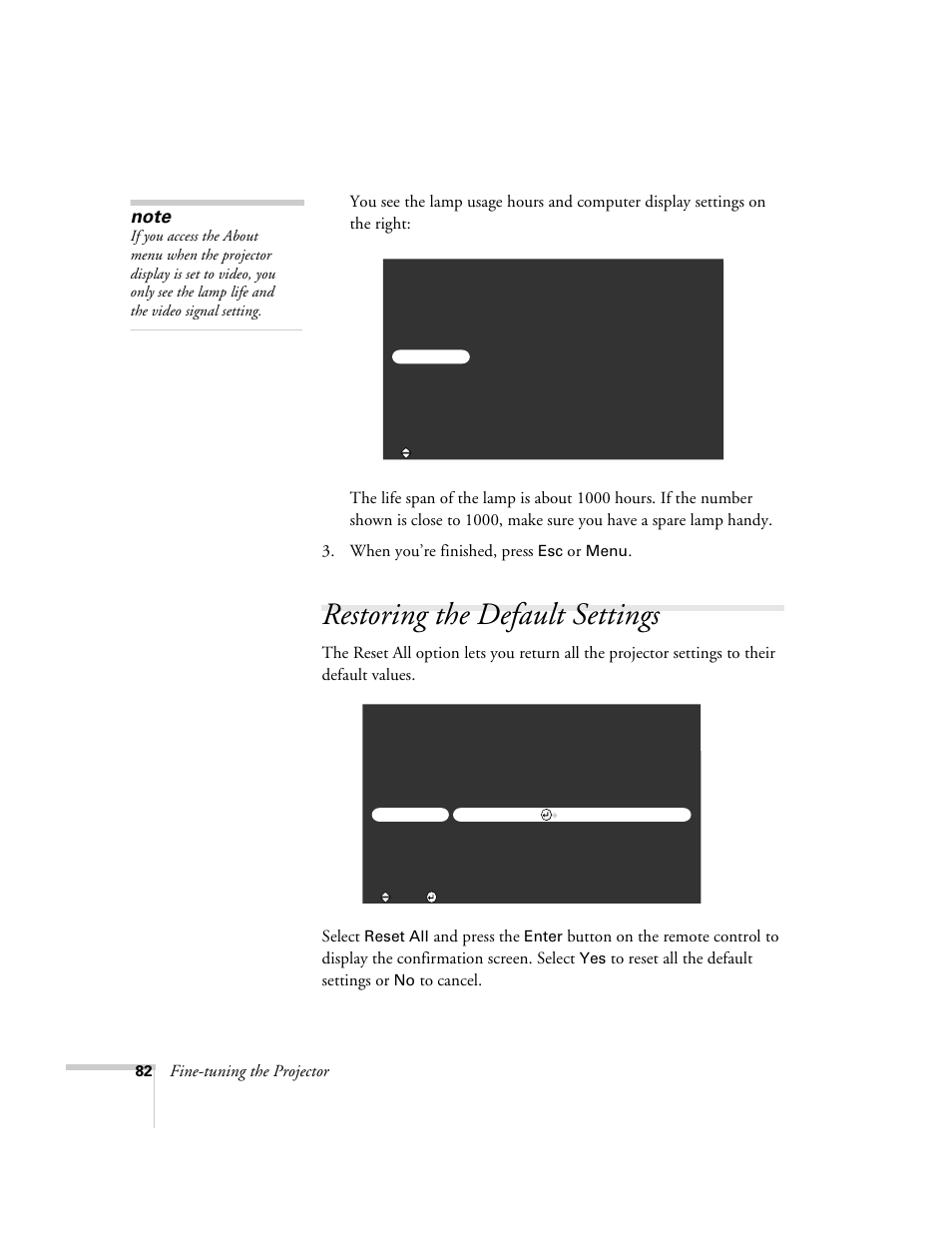 Restoring the default settings | Epson 715c User Manual | Page 91 / 141