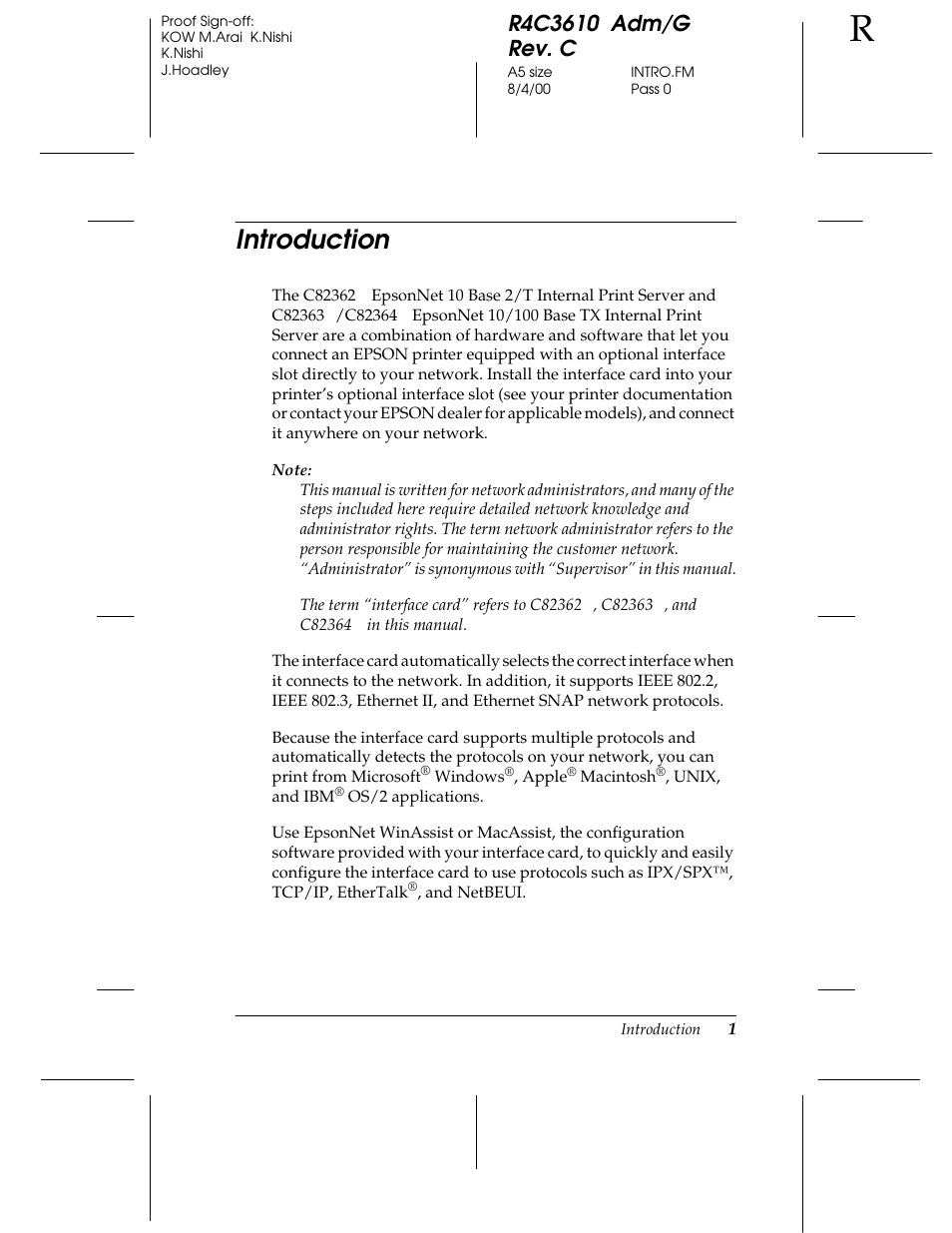 Introduction | Epson C82362 User Manual | Page 11 / 279
