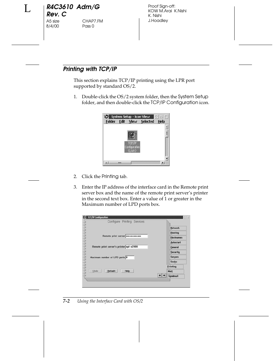 Printing with tcp/ ip | Epson C82362 User Manual | Page 144 / 279