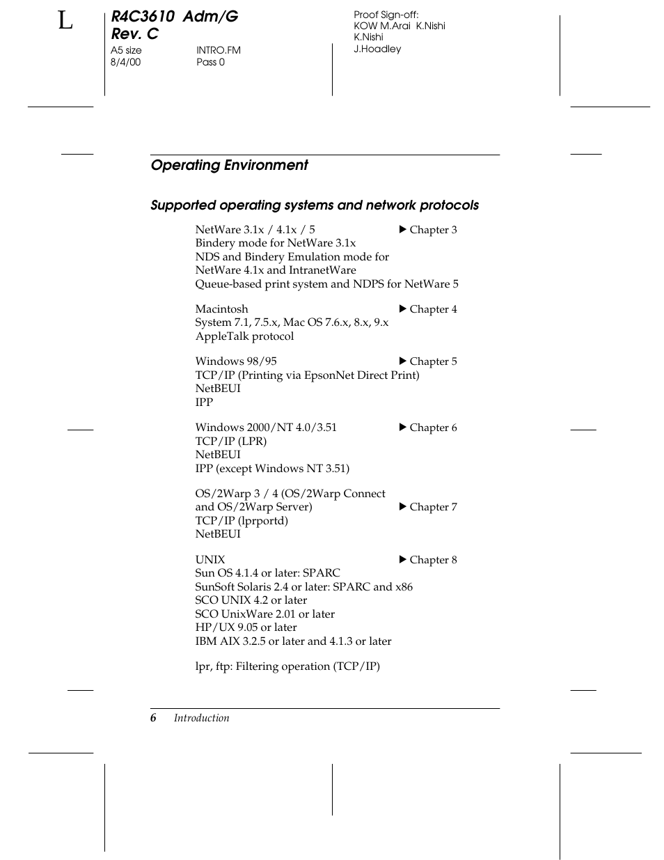 Operating environment, Supported operating systems and network protocols | Epson C82362 User Manual | Page 16 / 279