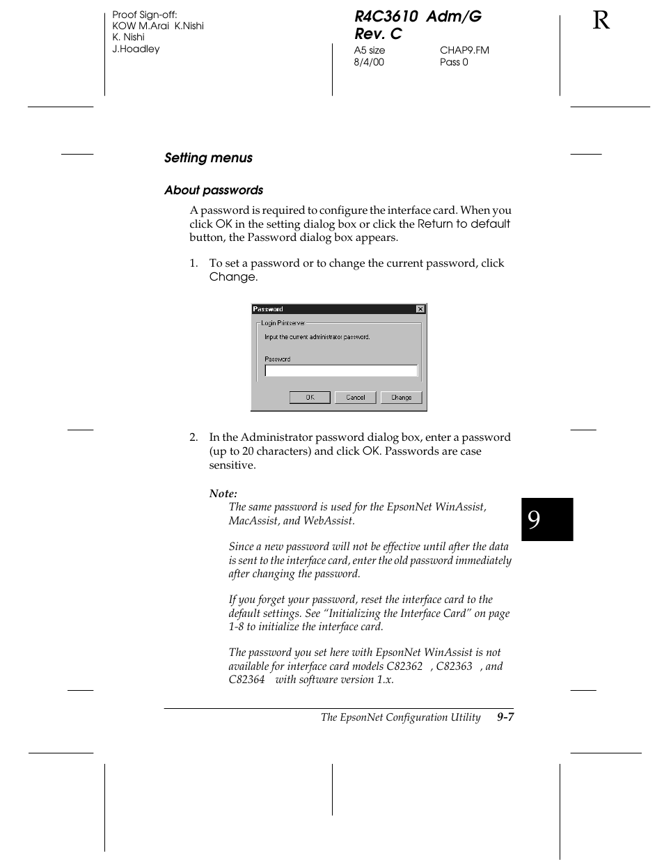 Setting menus | Epson C82362 User Manual | Page 165 / 279