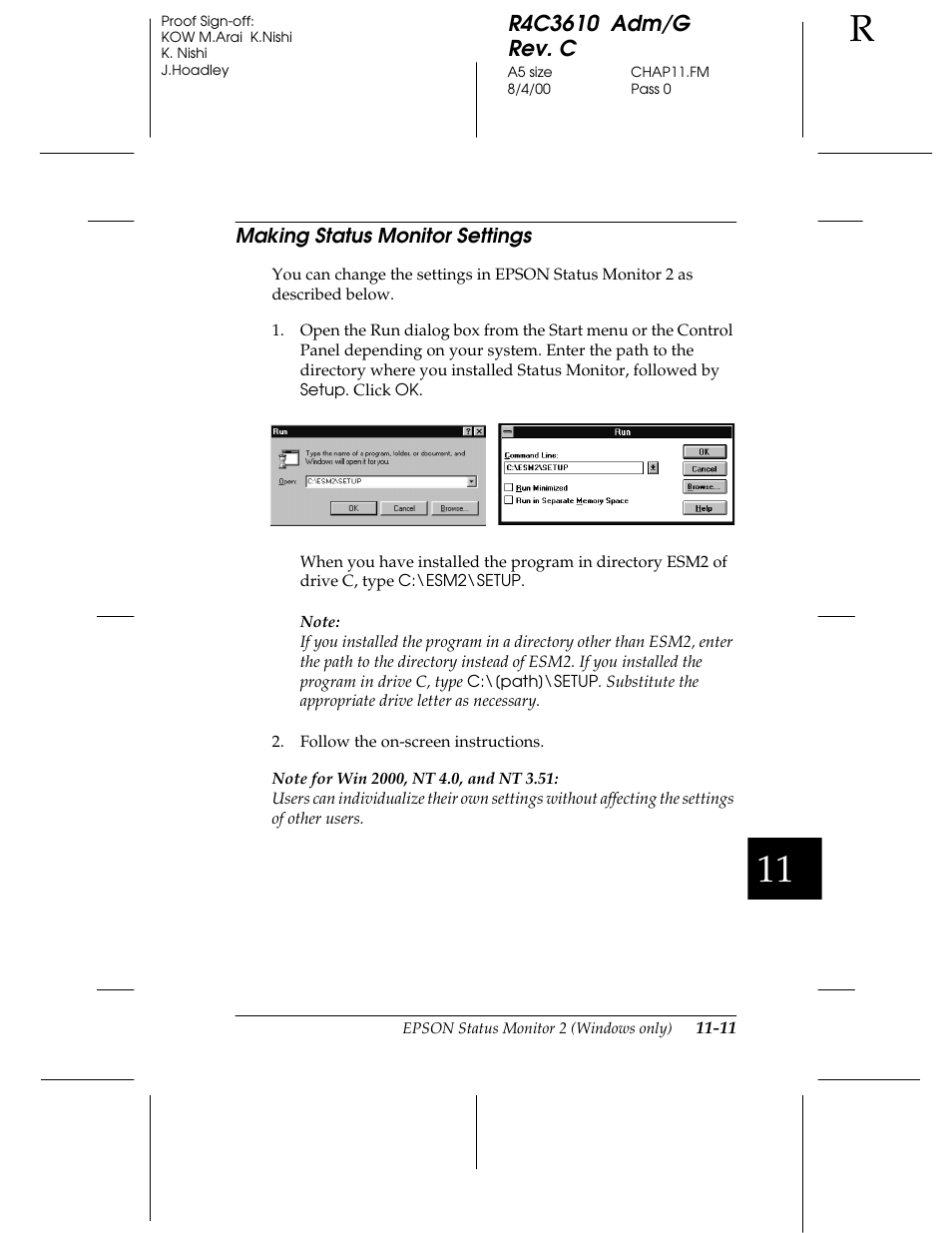 Making status monitor settings | Epson C82362 User Manual | Page 207 / 279