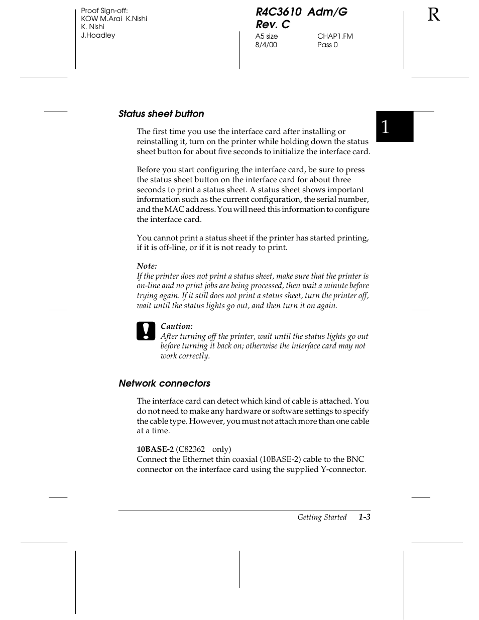 Status sheet button, Network connectors | Epson C82362 User Manual | Page 21 / 279