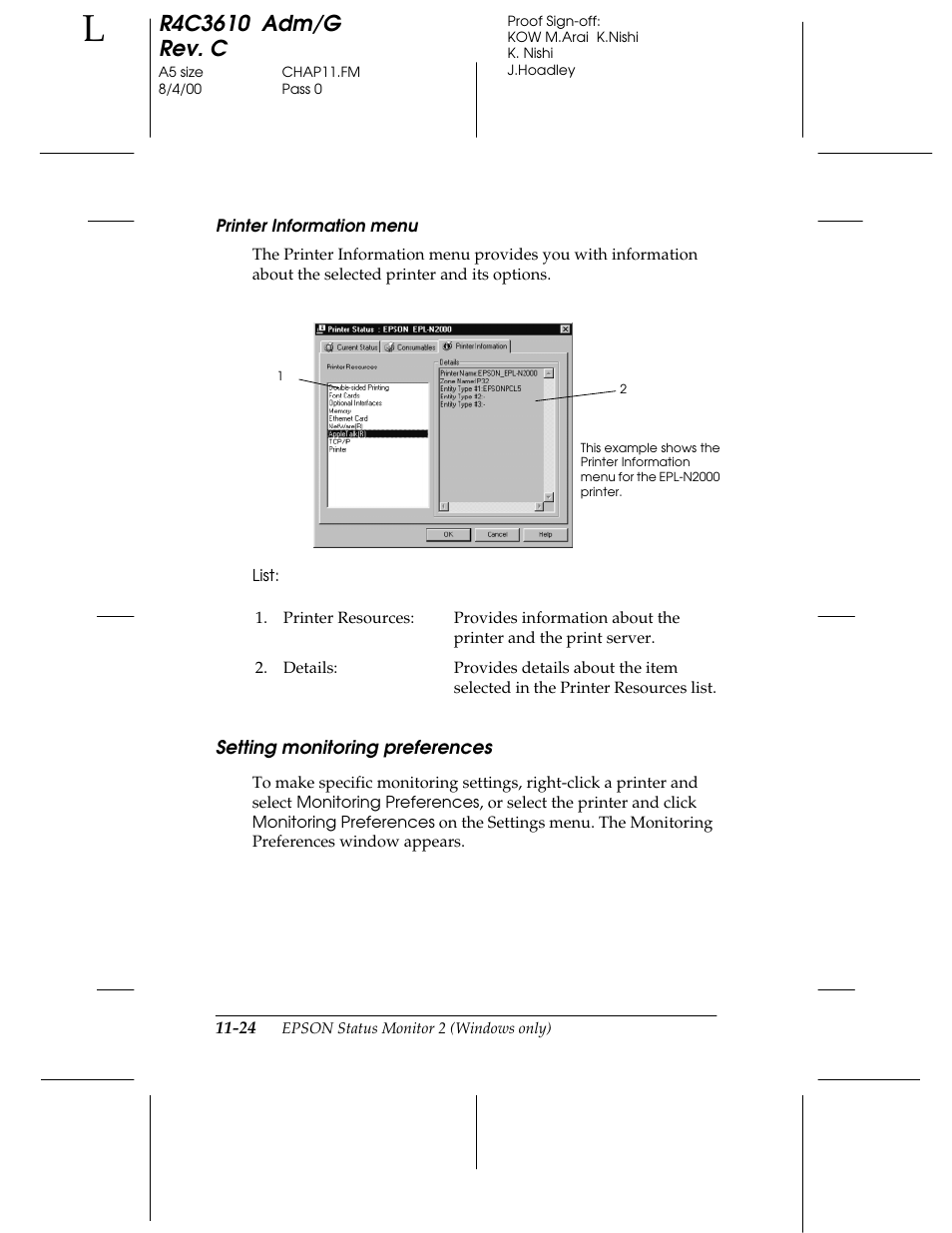 Setting monitoring preferences | Epson C82362 User Manual | Page 220 / 279