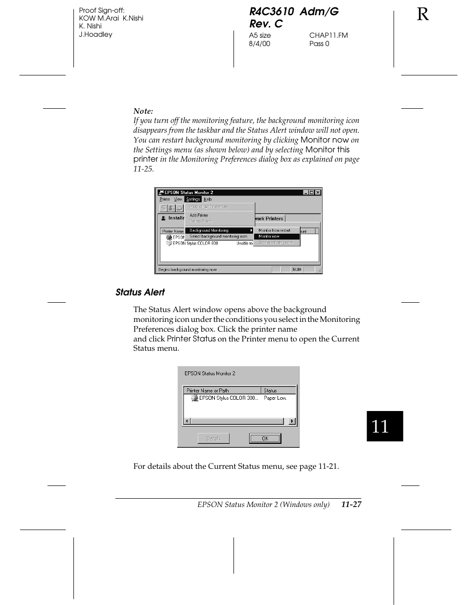 Status alert | Epson C82362 User Manual | Page 223 / 279