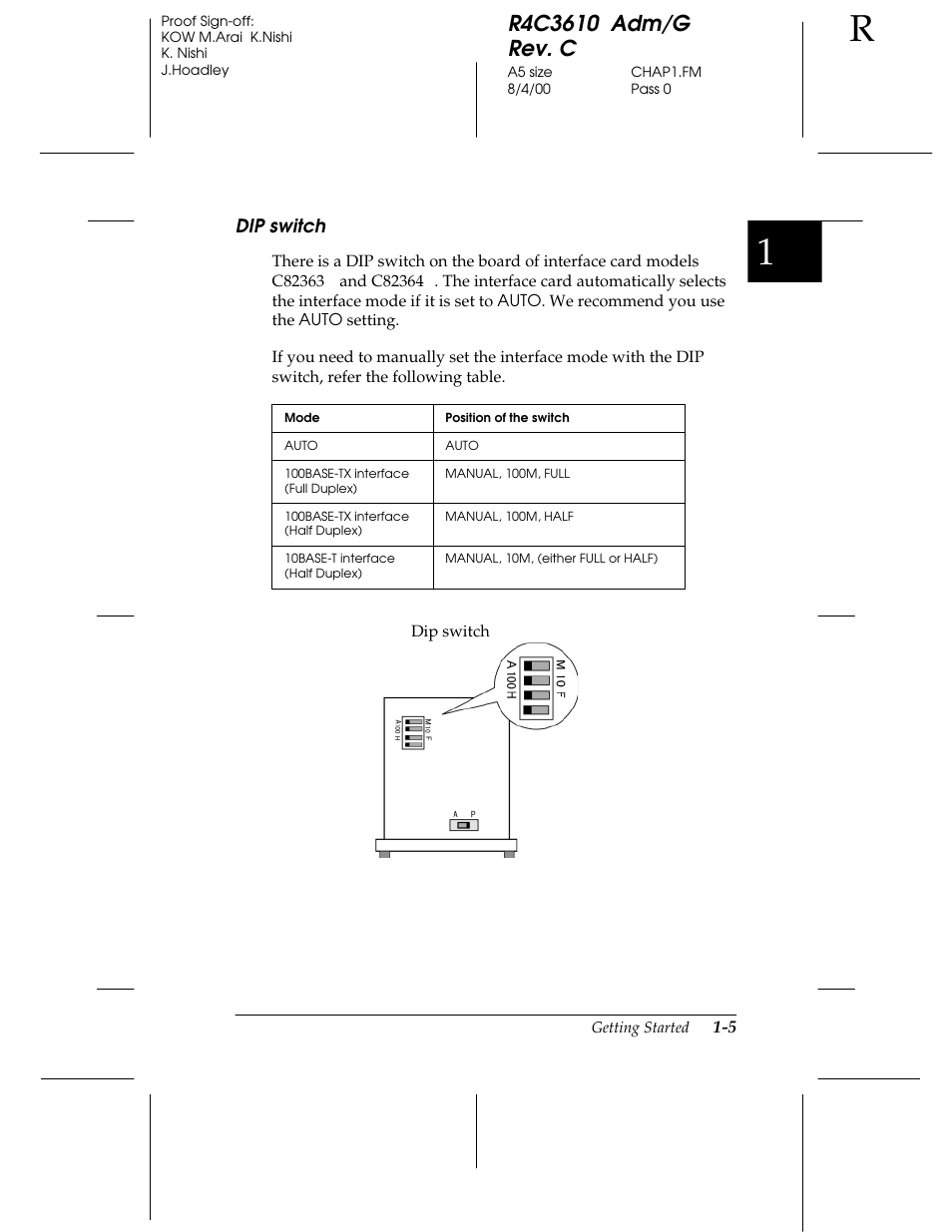 Dip switch | Epson C82362 User Manual | Page 23 / 279