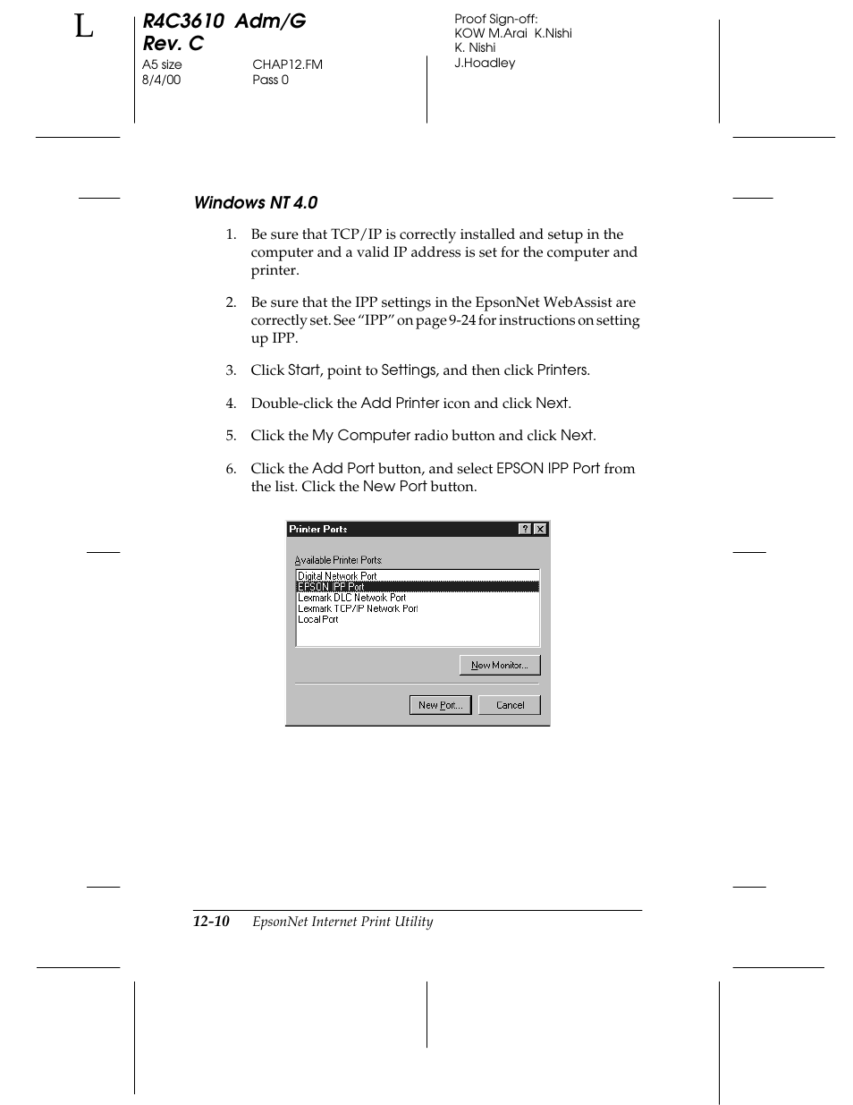 Windows nt 4.0 | Epson C82362 User Manual | Page 240 / 279