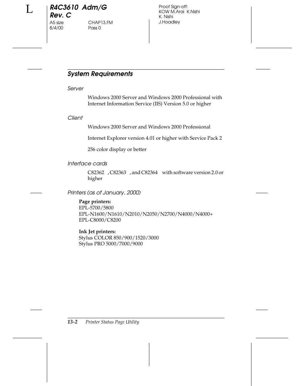 System requirements | Epson C82362 User Manual | Page 246 / 279