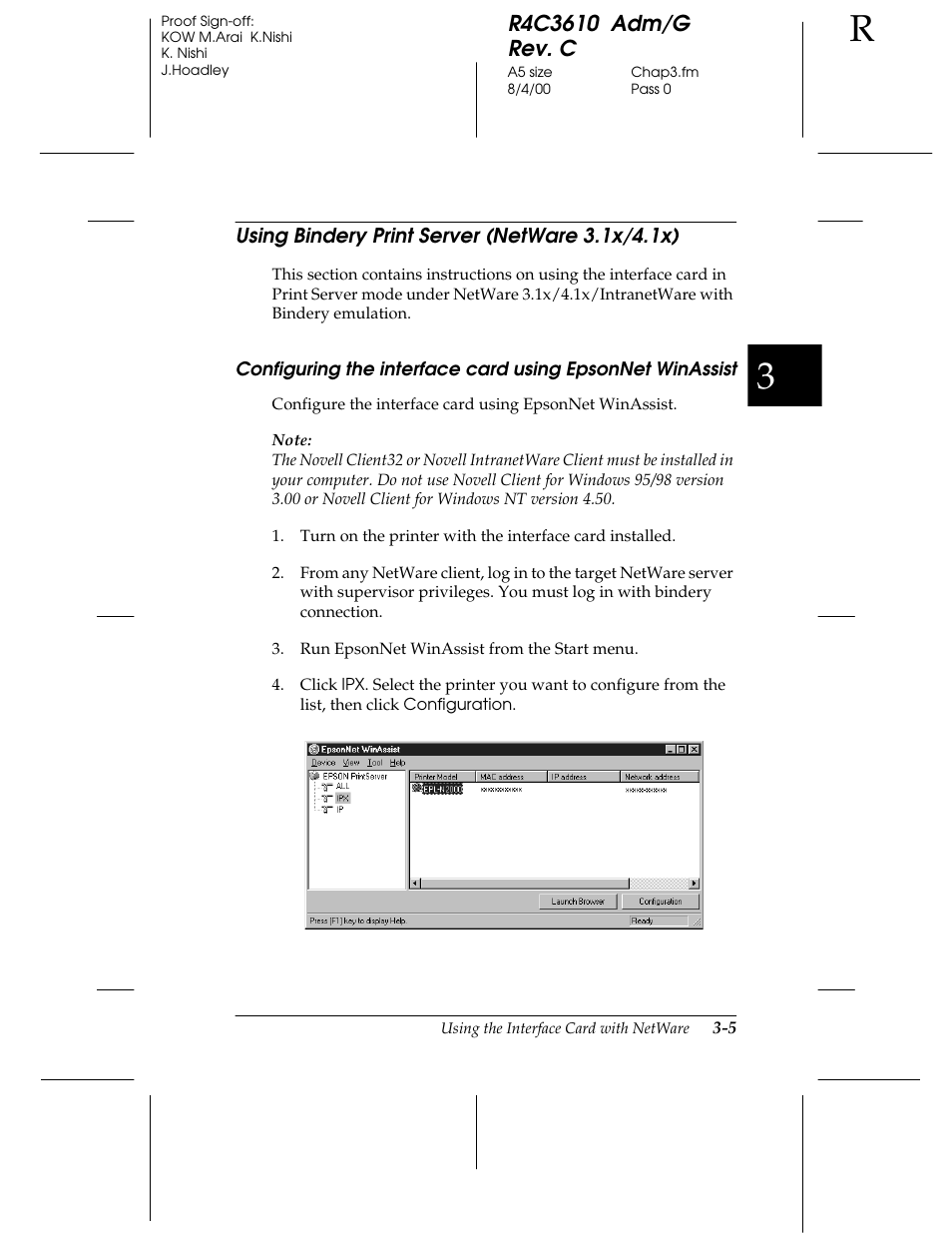 Using bindery print server (netware 3.1x/ 4.1x) | Epson C82362 User Manual | Page 55 / 279