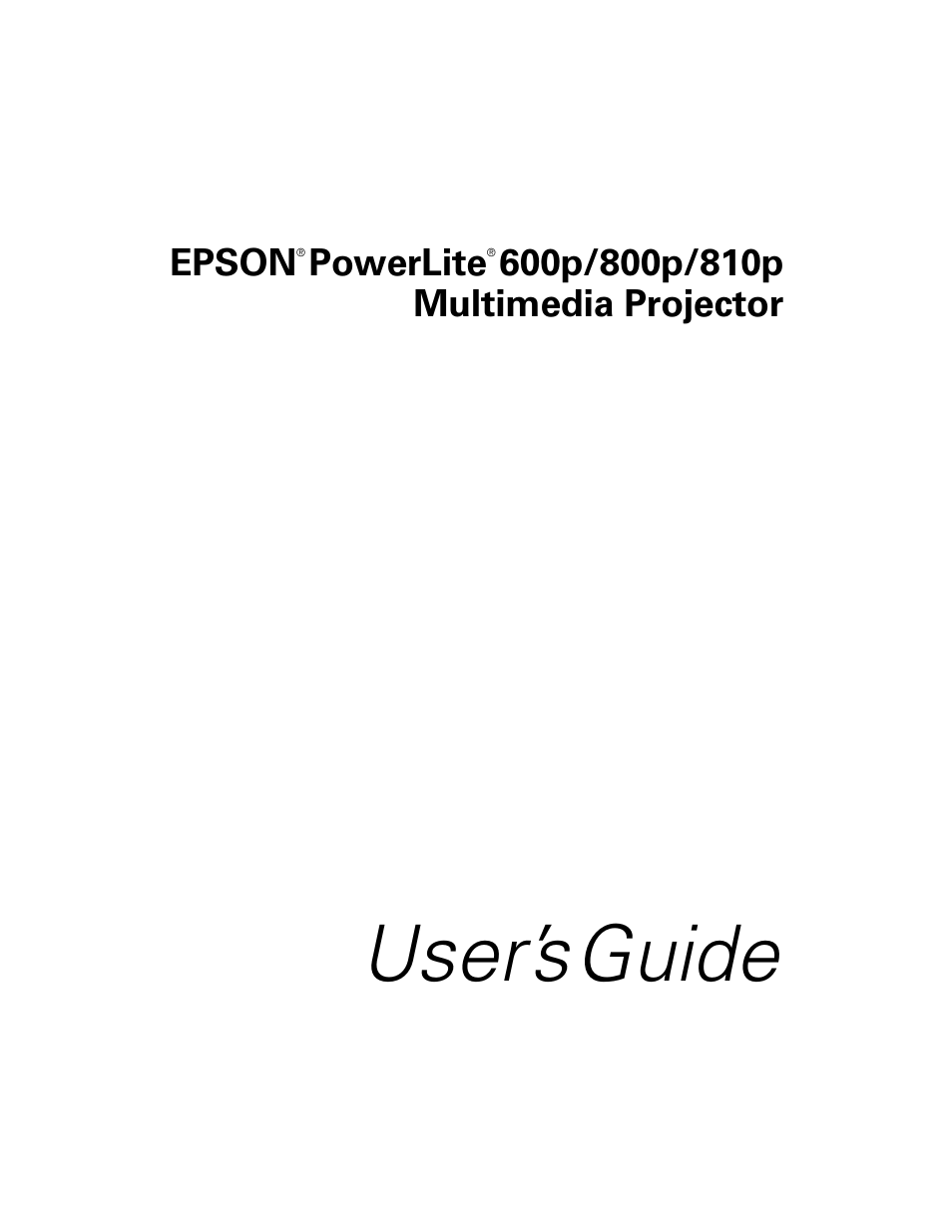 Epson 600p EN User Manual | 120 pages