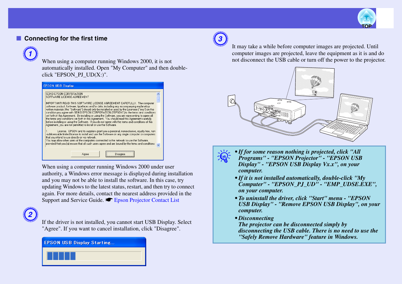 Connecting for the first time, P.109 | Epson EB-G5200W User Manual | Page 109 / 131