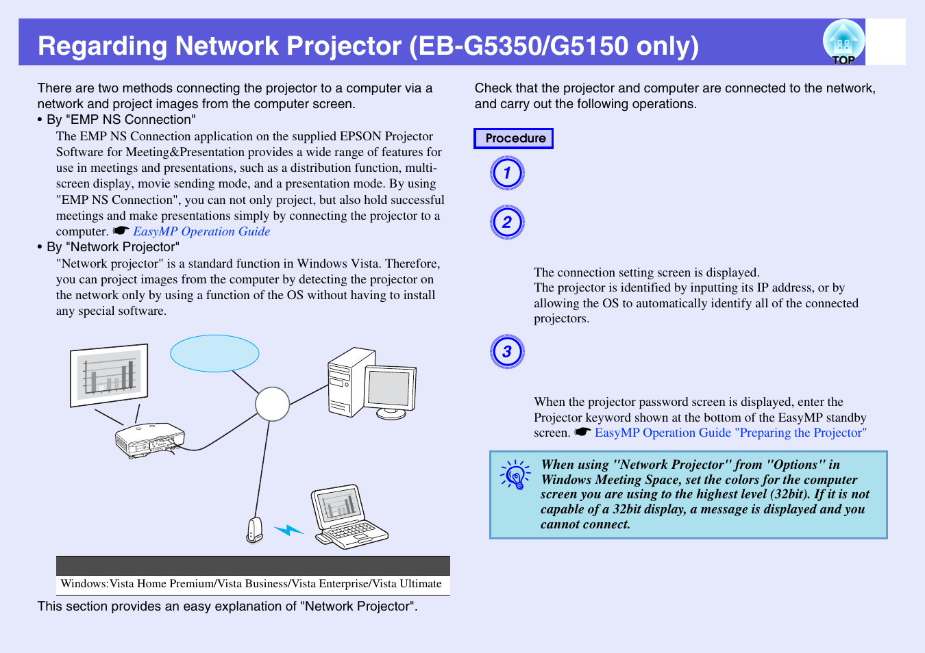 Regarding network projector (eb-g5350/g5150 only), Regarding network projector, Eb-g5350/g5150 only) | Epson EB-G5200W User Manual | Page 114 / 131