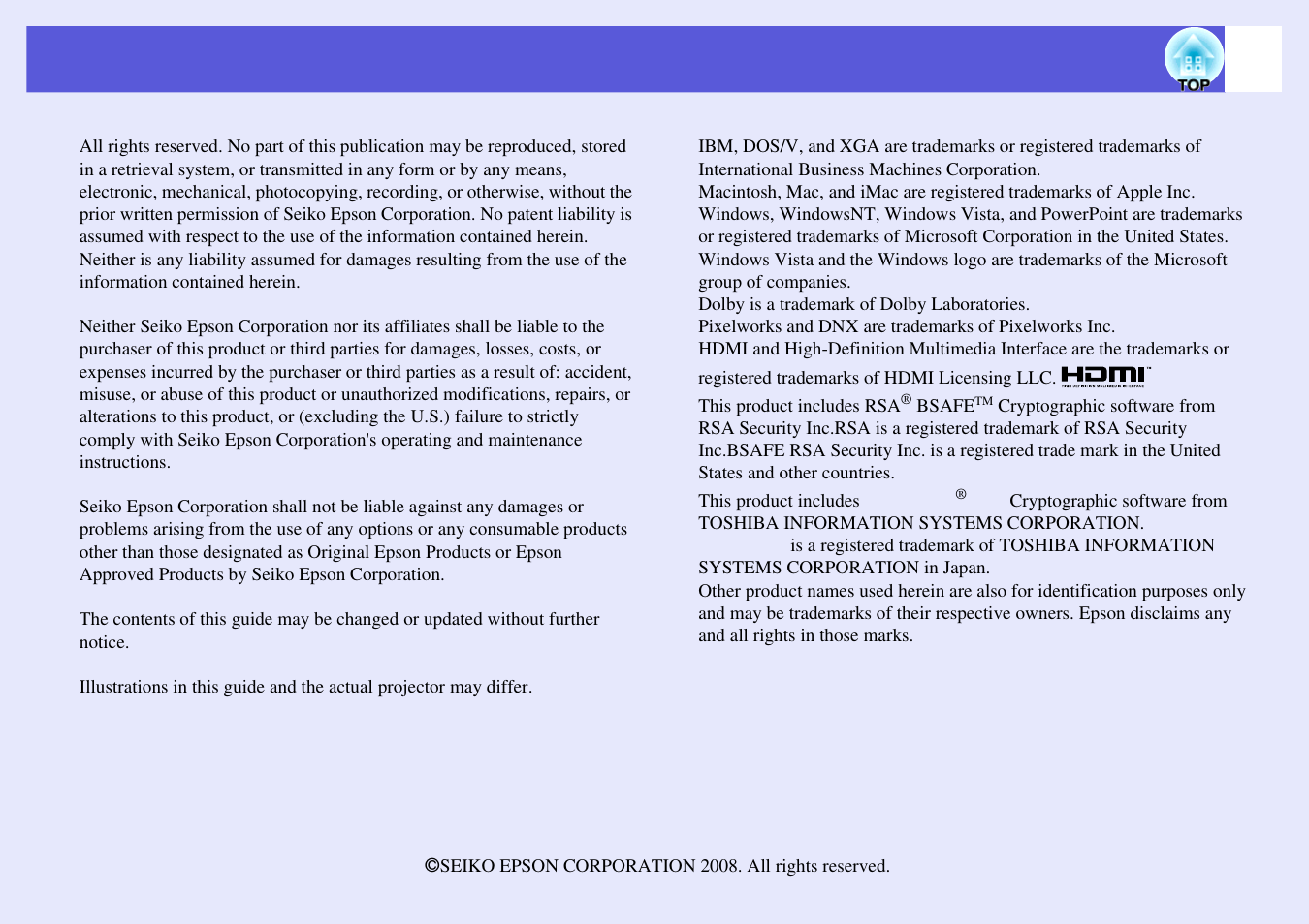 Epson EB-G5200W User Manual | Page 131 / 131