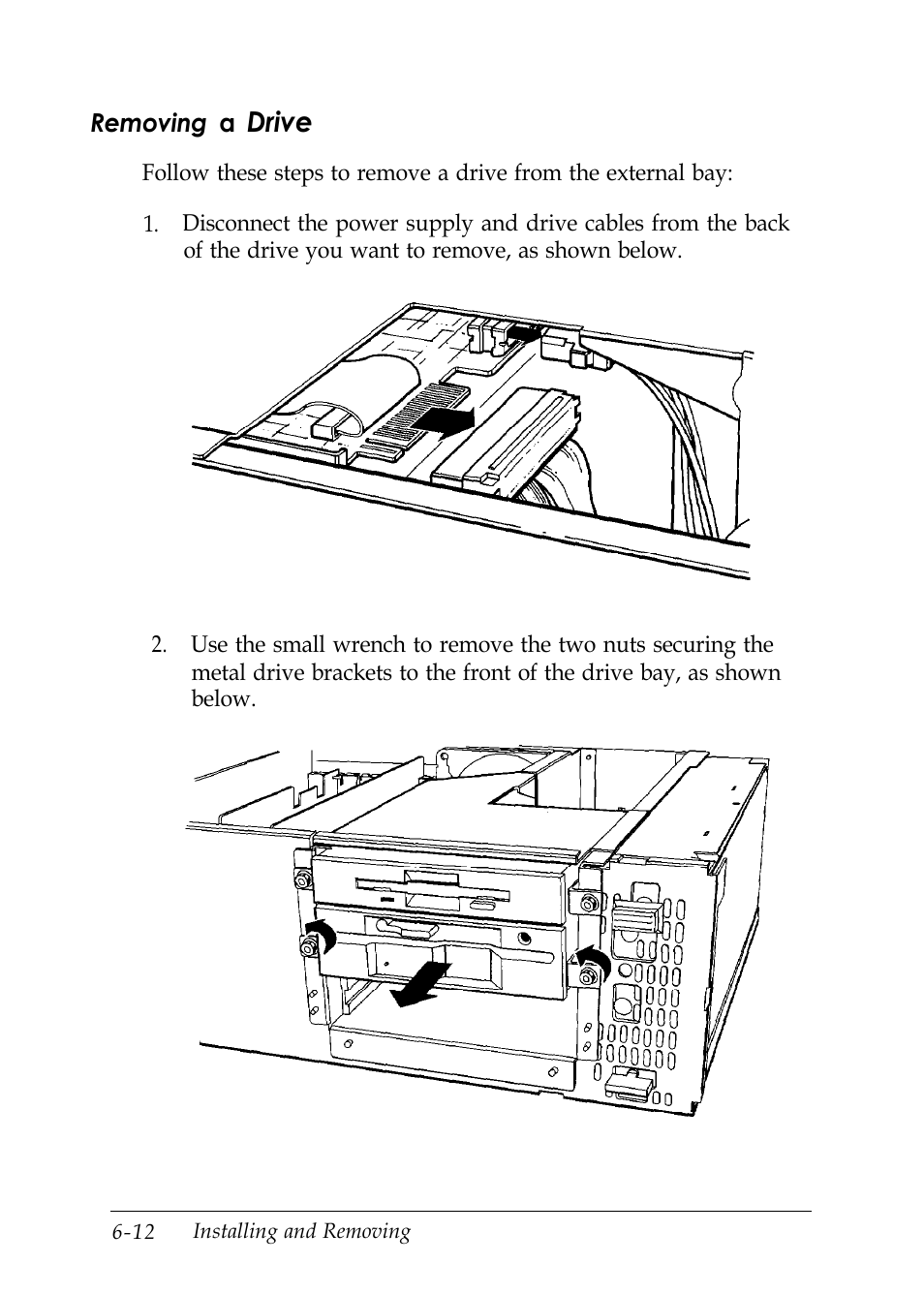 Removing a drive, Drive | Epson EISA Desktop User Manual | Page 102 / 184