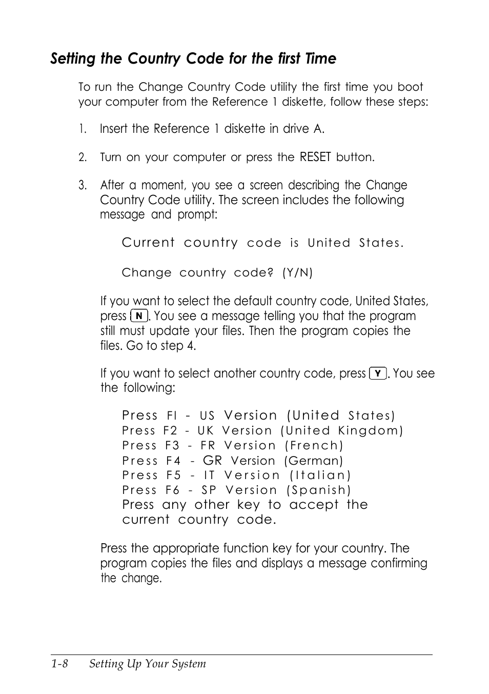 Setting the country code for the first time | Epson EISA Desktop User Manual | Page 27 / 184