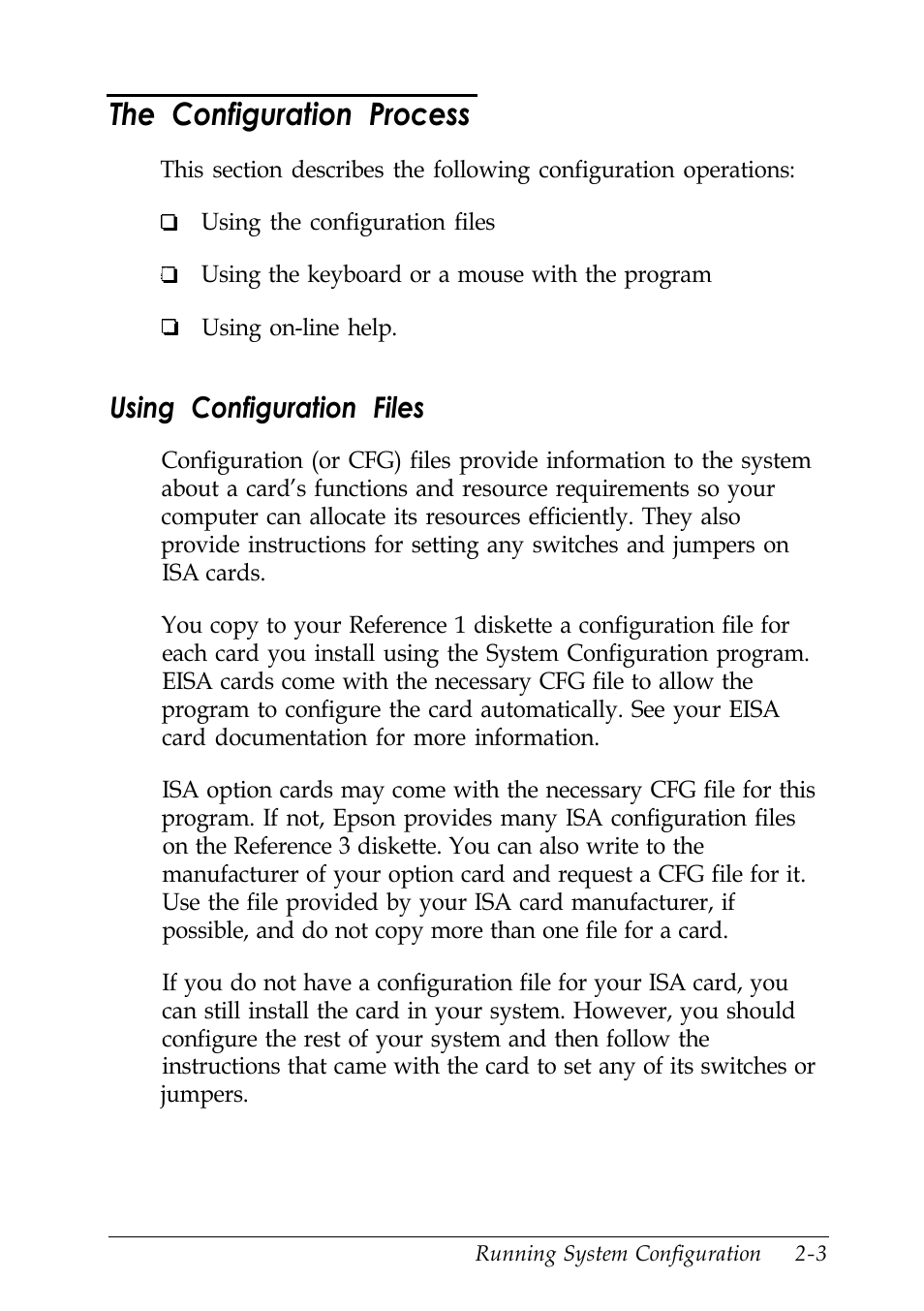 The configuration process, Using configuration files | Epson EISA Desktop User Manual | Page 33 / 184