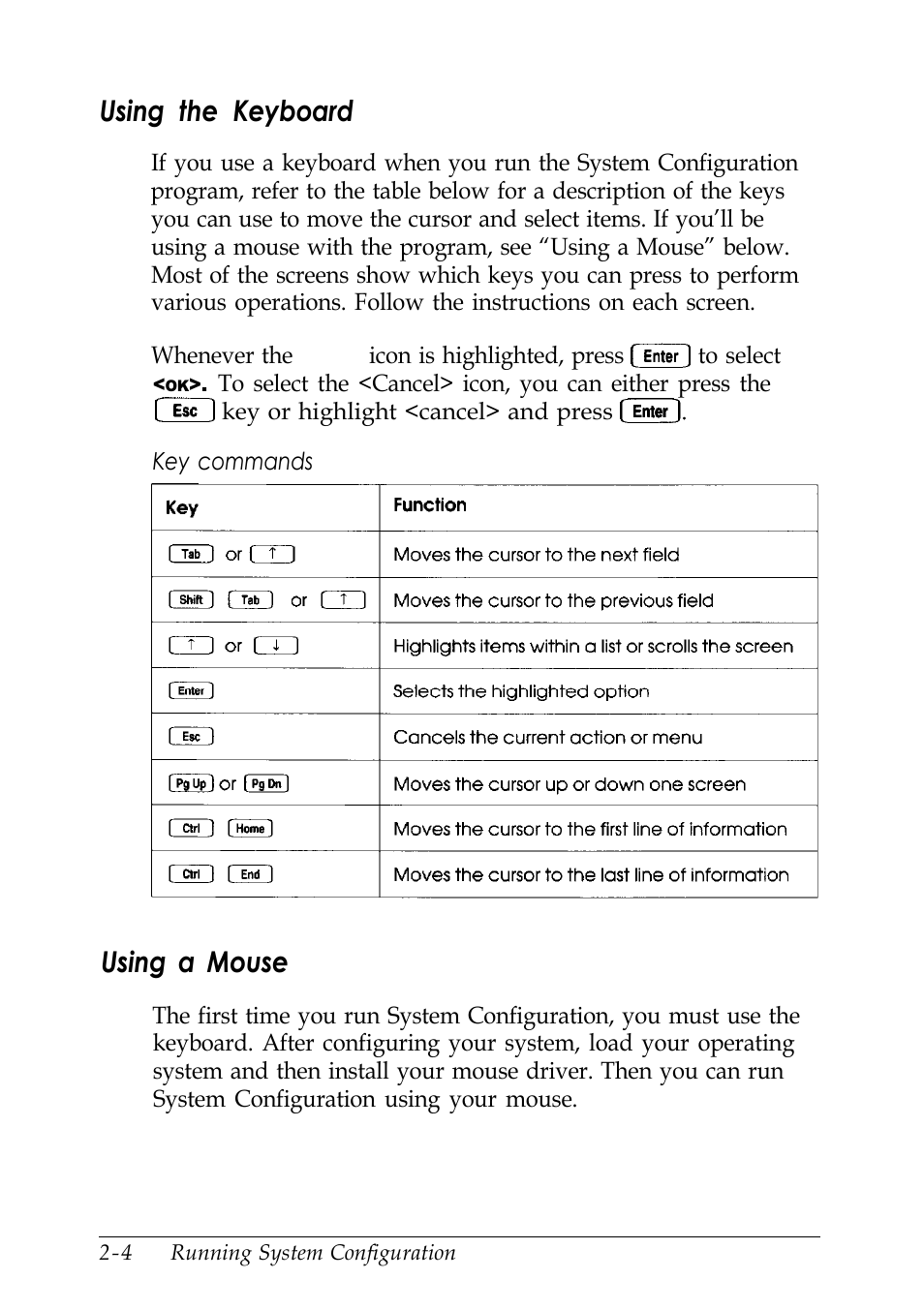 Using the keyboard, Using a mouse | Epson EISA Desktop User Manual | Page 34 / 184