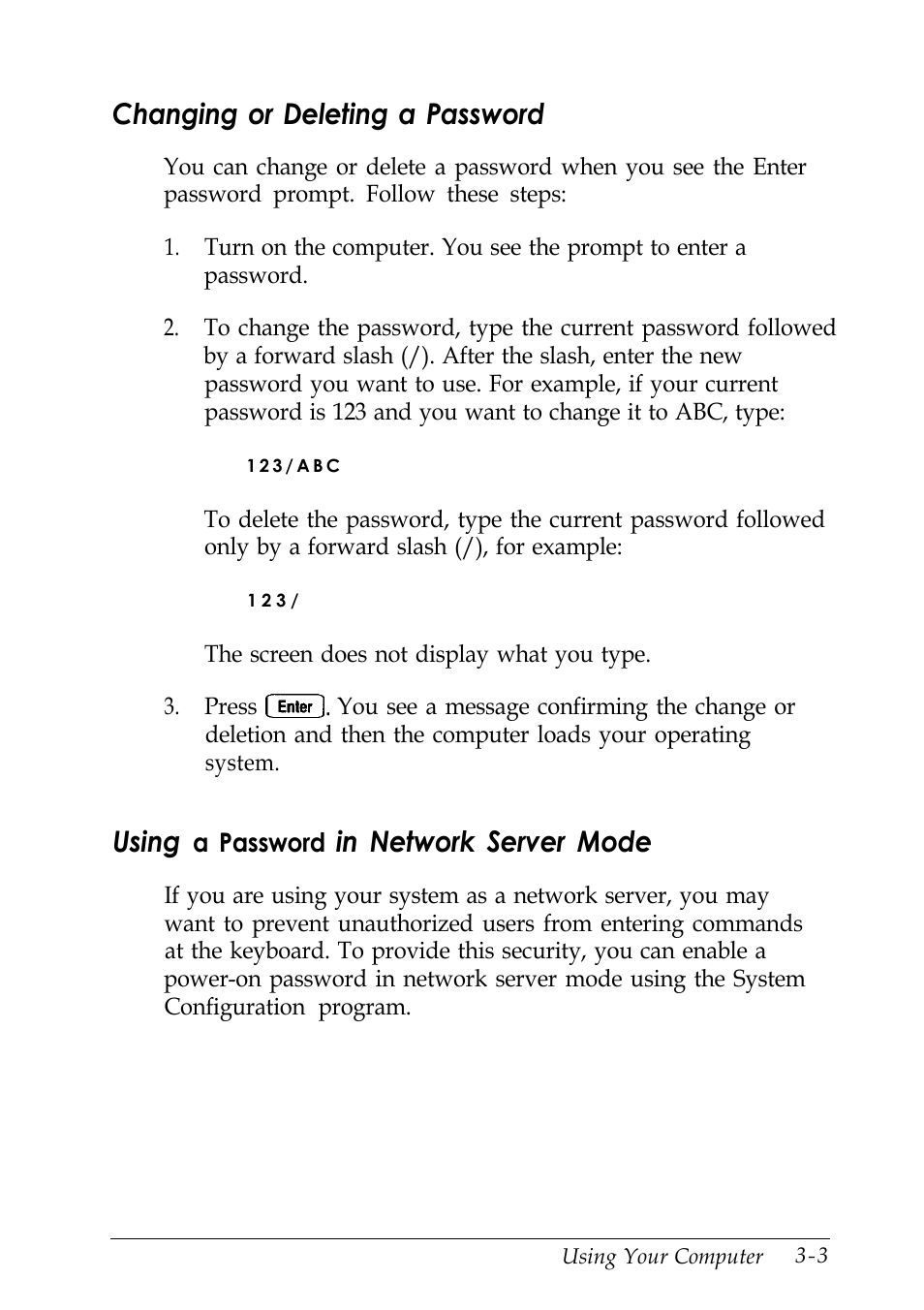 Changing or deleting a password, Using in network server mode, Using | Epson EISA Desktop User Manual | Page 57 / 184
