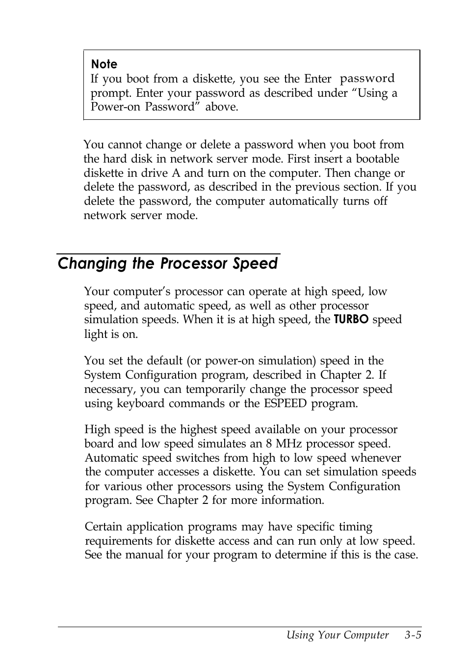 Changing the processor speed | Epson EISA Desktop User Manual | Page 59 / 184