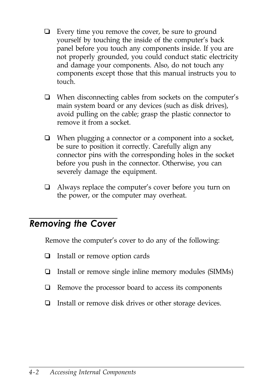 Removing the cover | Epson EISA Desktop User Manual | Page 65 / 184