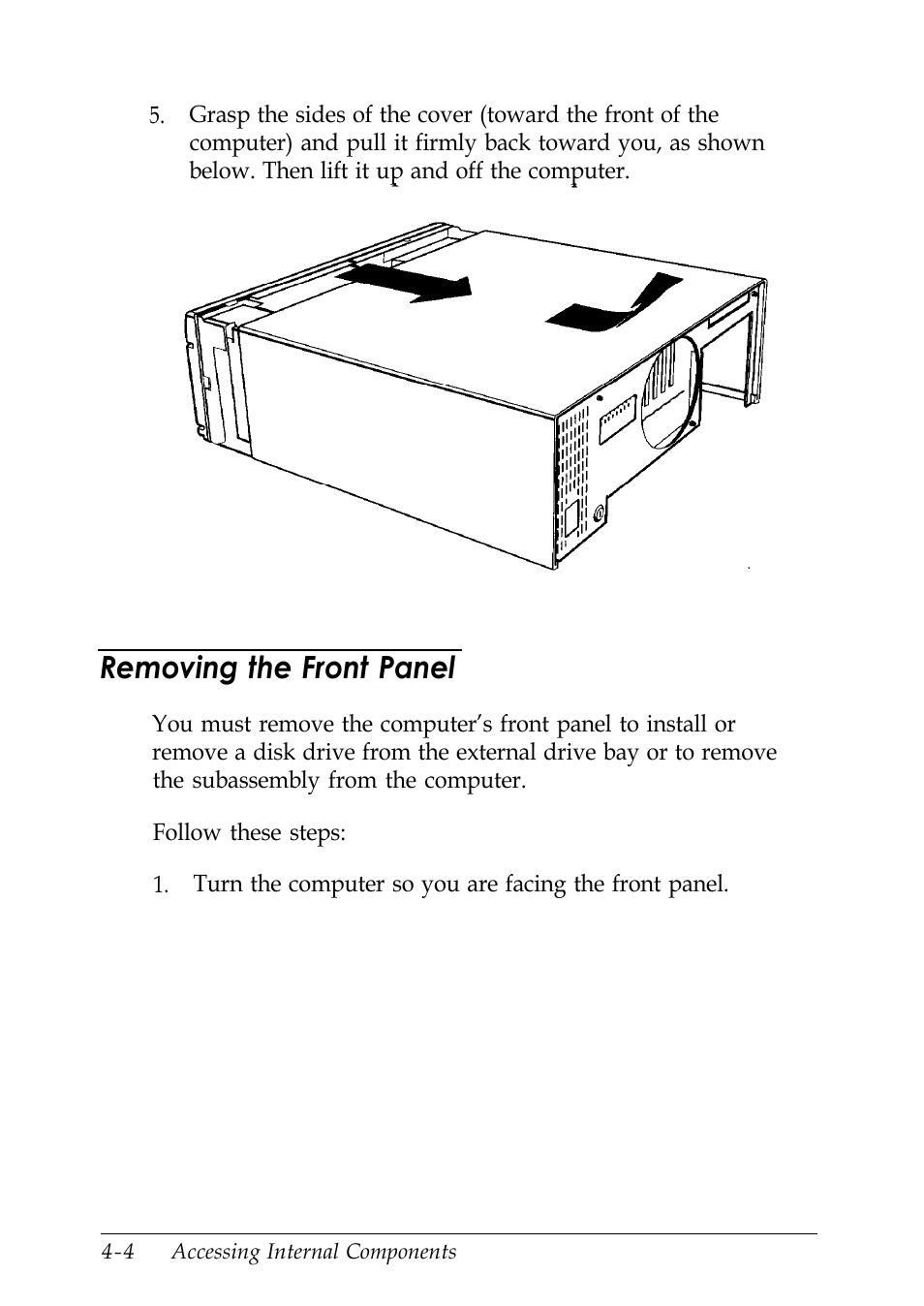 Removing the front panel | Epson EISA Desktop User Manual | Page 67 / 184