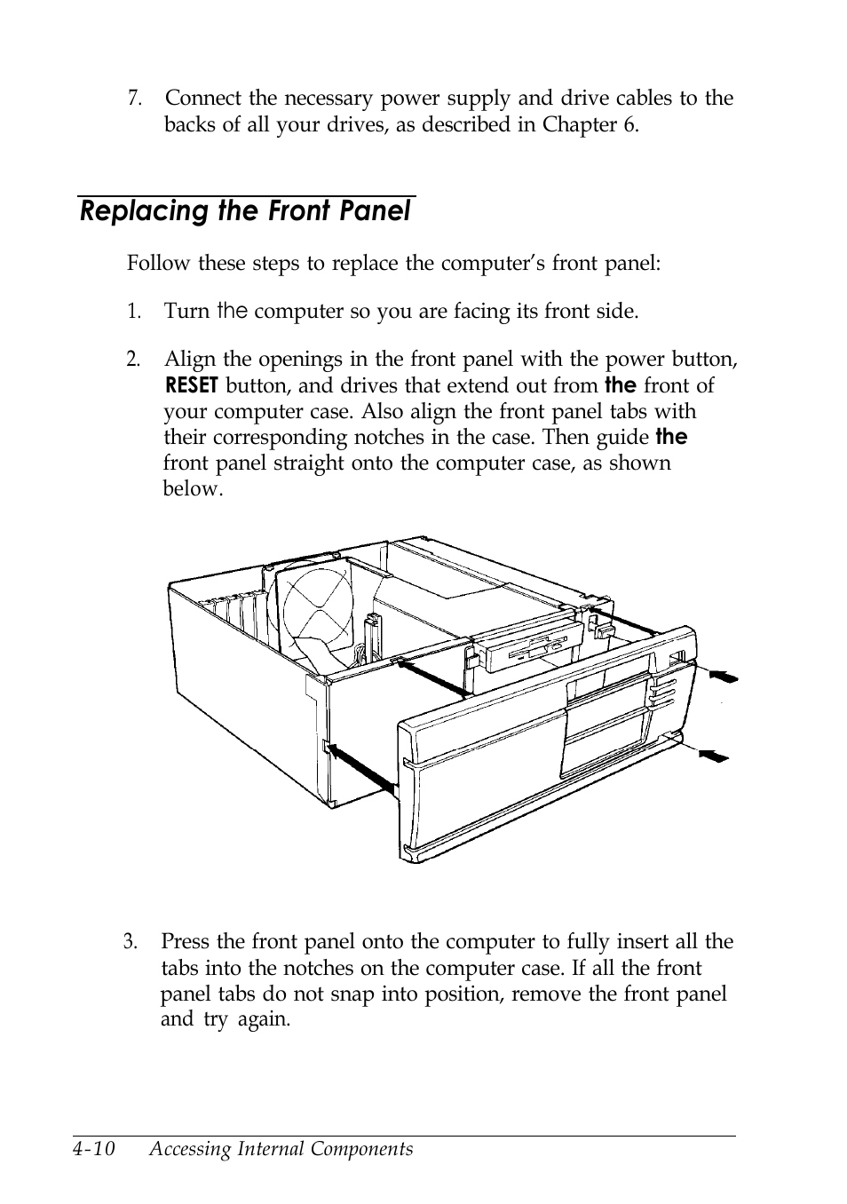 Replacing the front panel | Epson EISA Desktop User Manual | Page 73 / 184
