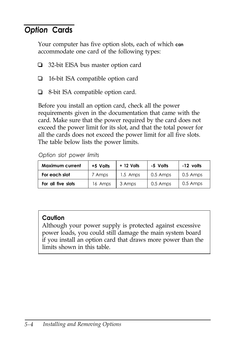 Option cards | Epson EISA Desktop User Manual | Page 79 / 184