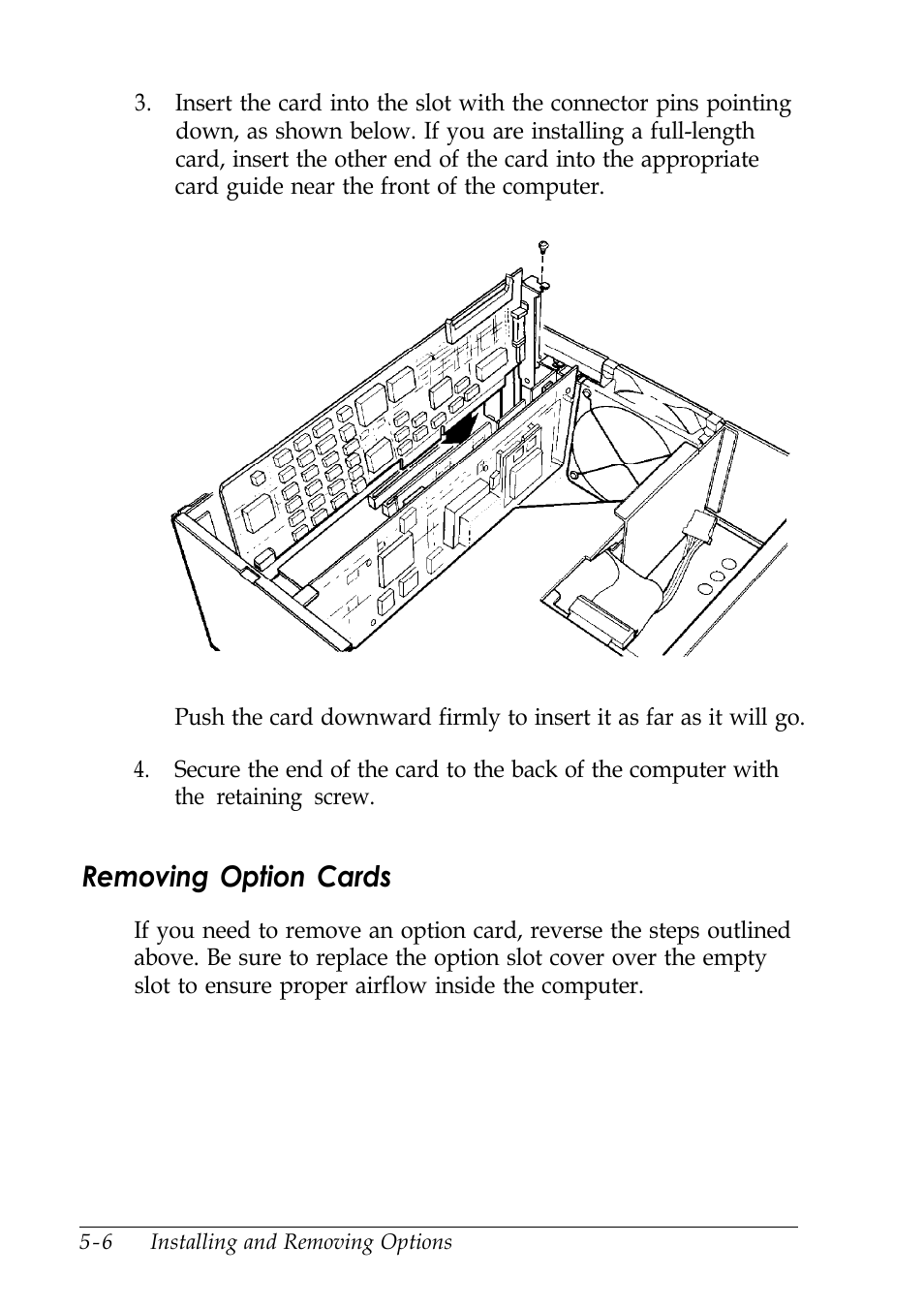 Removing option cards | Epson EISA Desktop User Manual | Page 81 / 184