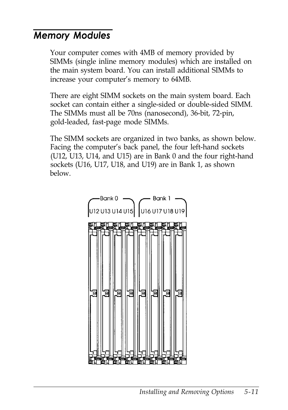 Memory modules | Epson EISA Desktop User Manual | Page 86 / 184