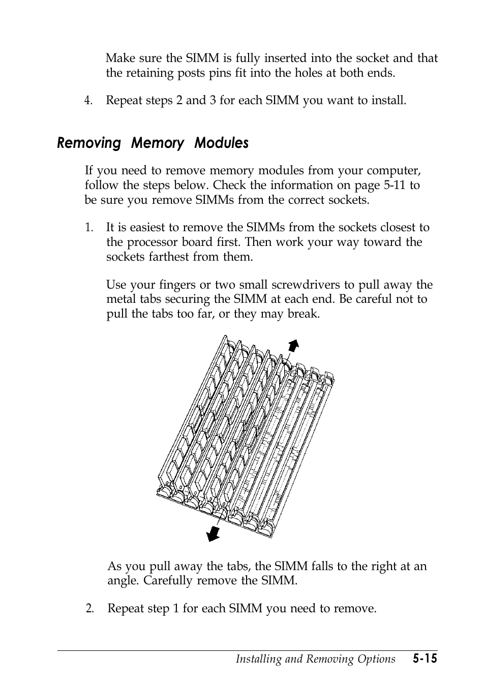 Removing memory modules | Epson EISA Desktop User Manual | Page 90 / 184