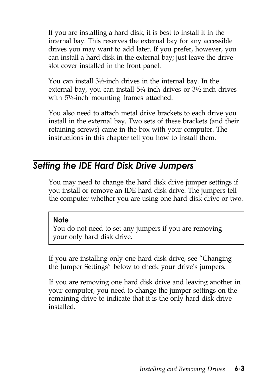 Setting the ide hard disk drive jumpers | Epson EISA Desktop User Manual | Page 93 / 184