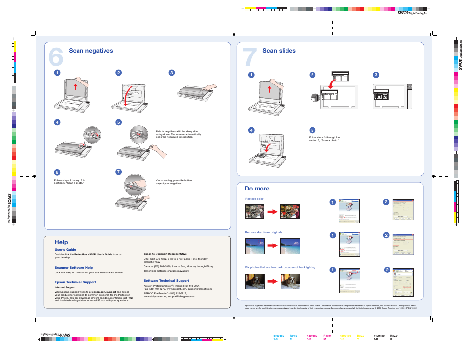 Scan slides, Help, Scan negatives | Do more | Epson V350 User Manual | Page 4 / 4