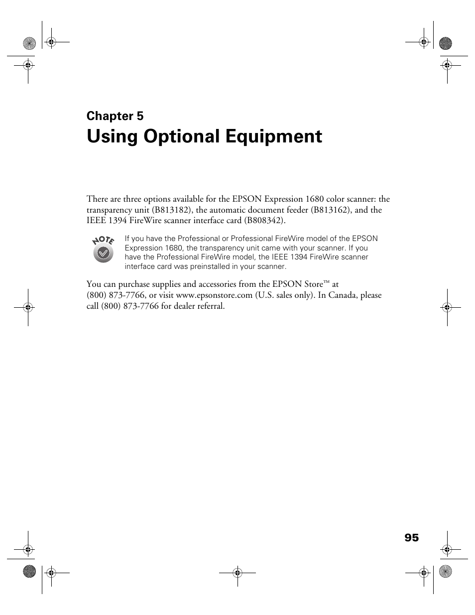 Chap 5-using optional equipment, Chapter 5, Using optional equipment | Epson 1680 User Manual | Page 102 / 159